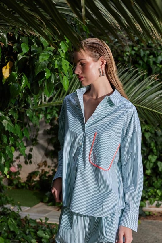 The Beach Cut Out Suit Shirt - Green